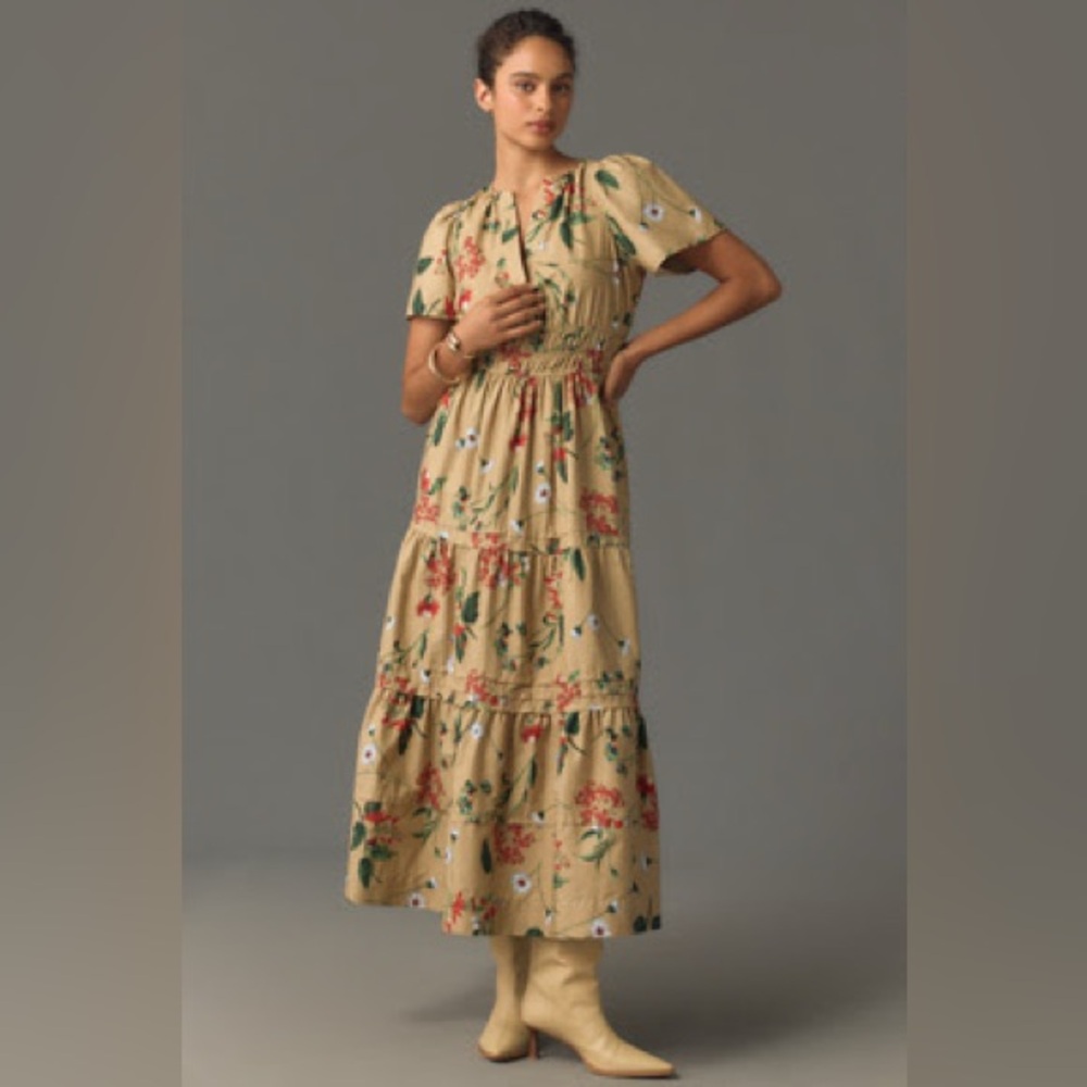 Floral Maxi Dress in Tan